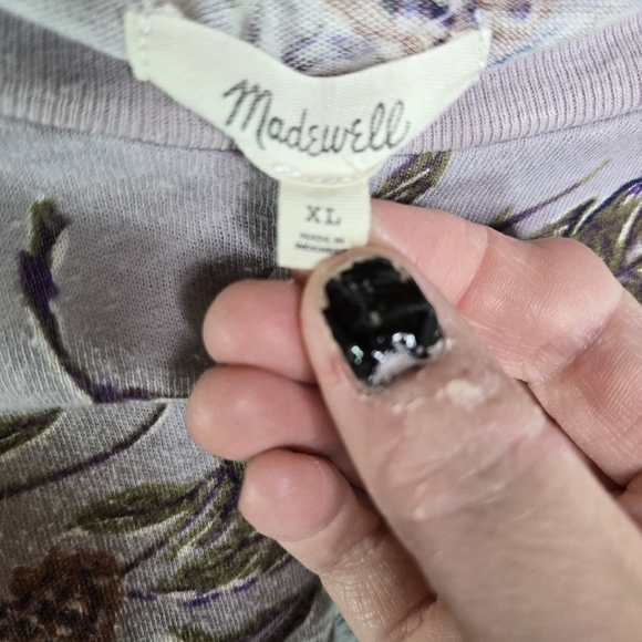 Madewell Lo-fi Shrunken Painted Blooms Floral Light Purple Tee - Picture 5 of 8